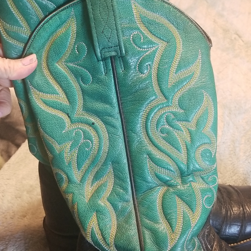 RANCHO Men's Cowboy Boots Sz 28.5(9.5 US). Made In Mex. Turquoise & Black EUC - Picture 6 of 7